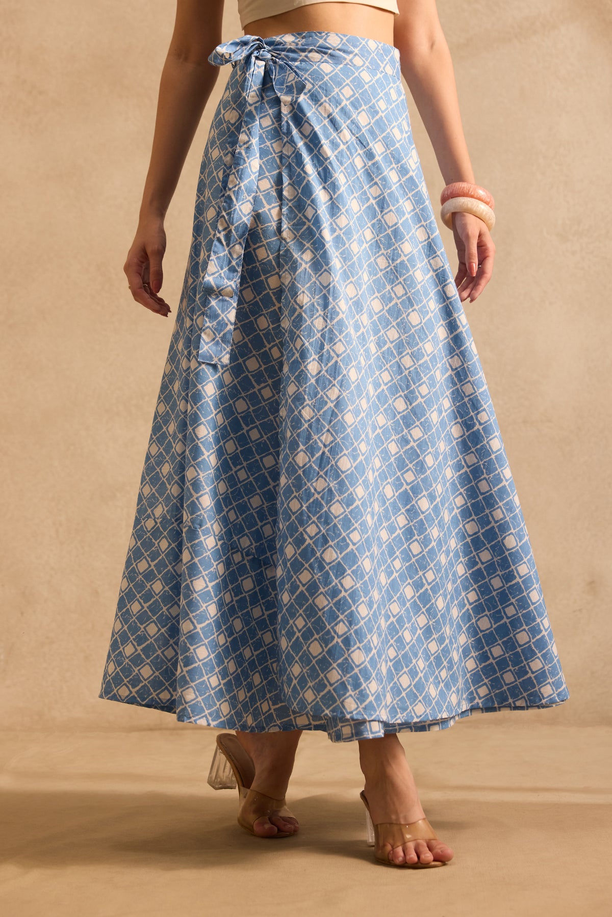 Azure Mosaic Wrap Skirt