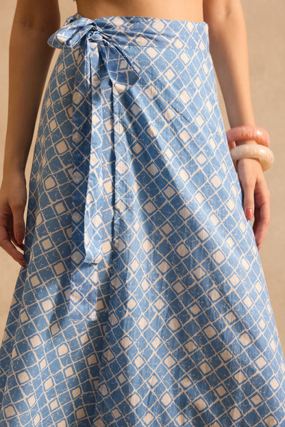 Azure Mosaic Wrap Skirt