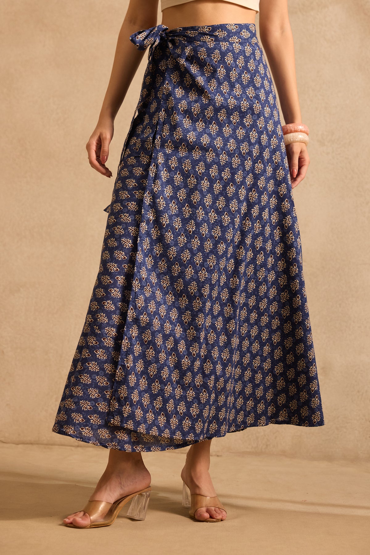 Indigo Buti Wrap Skirt