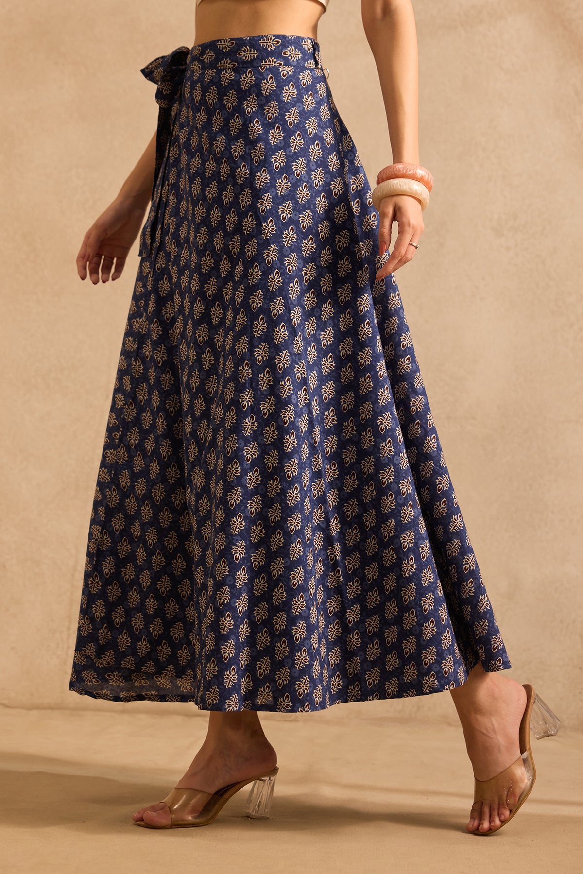 Indigo Buti Wrap Skirt