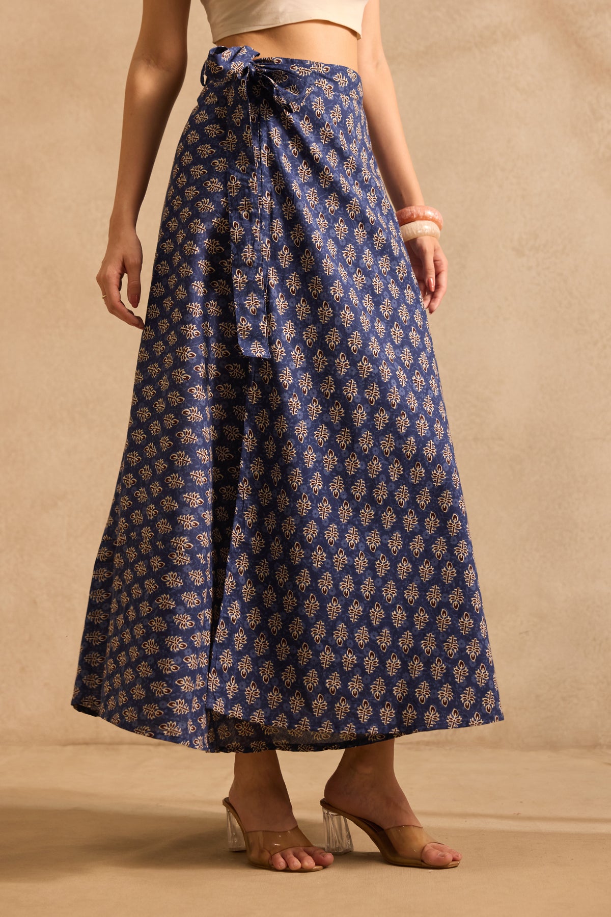Indigo Buti Wrap Skirt