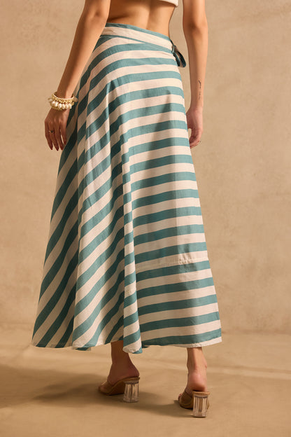 Coastal Stripe Wrap Skirt