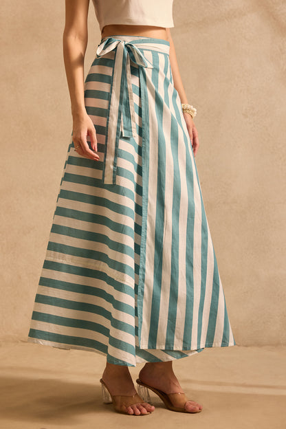 Coastal Stripe Wrap Skirt