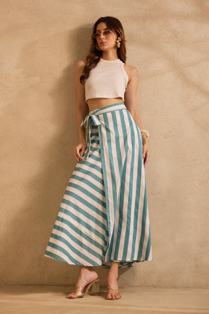 Coastal Stripe Wrap Skirt