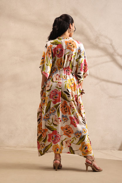 Ivory Bloom Kaftan Maxi Night Dress