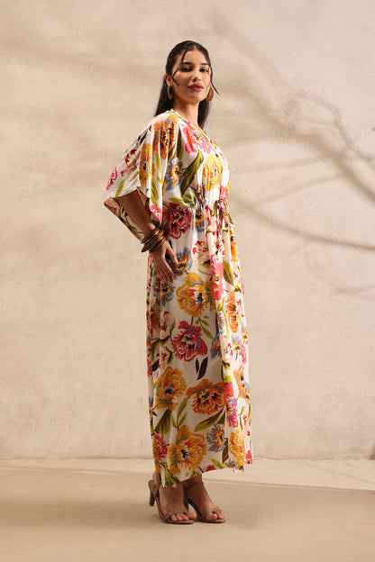 Ivory Bloom Kaftan Maxi Night Dress