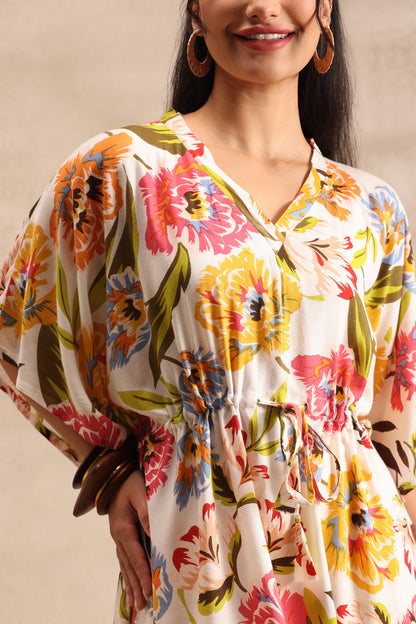 Ivory Bloom Kaftan Maxi Night Dress