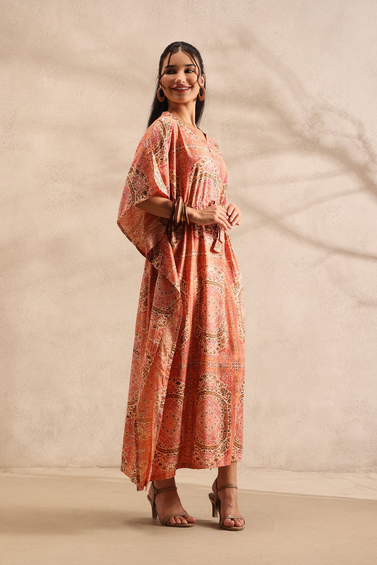 Rust Mosaic Kaftan Maxi Night Dress