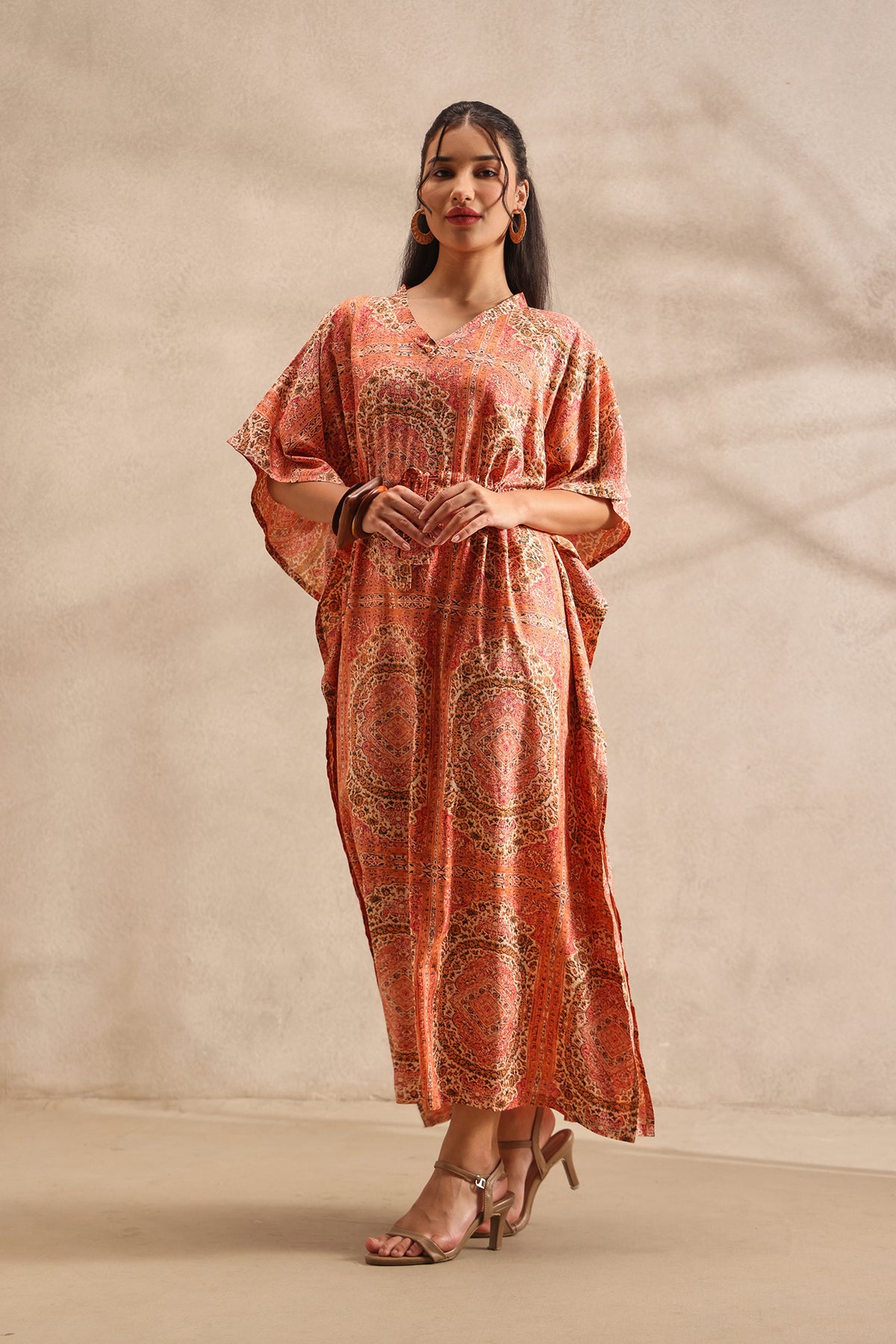 Rust Mosaic Kaftan Maxi Night Dress