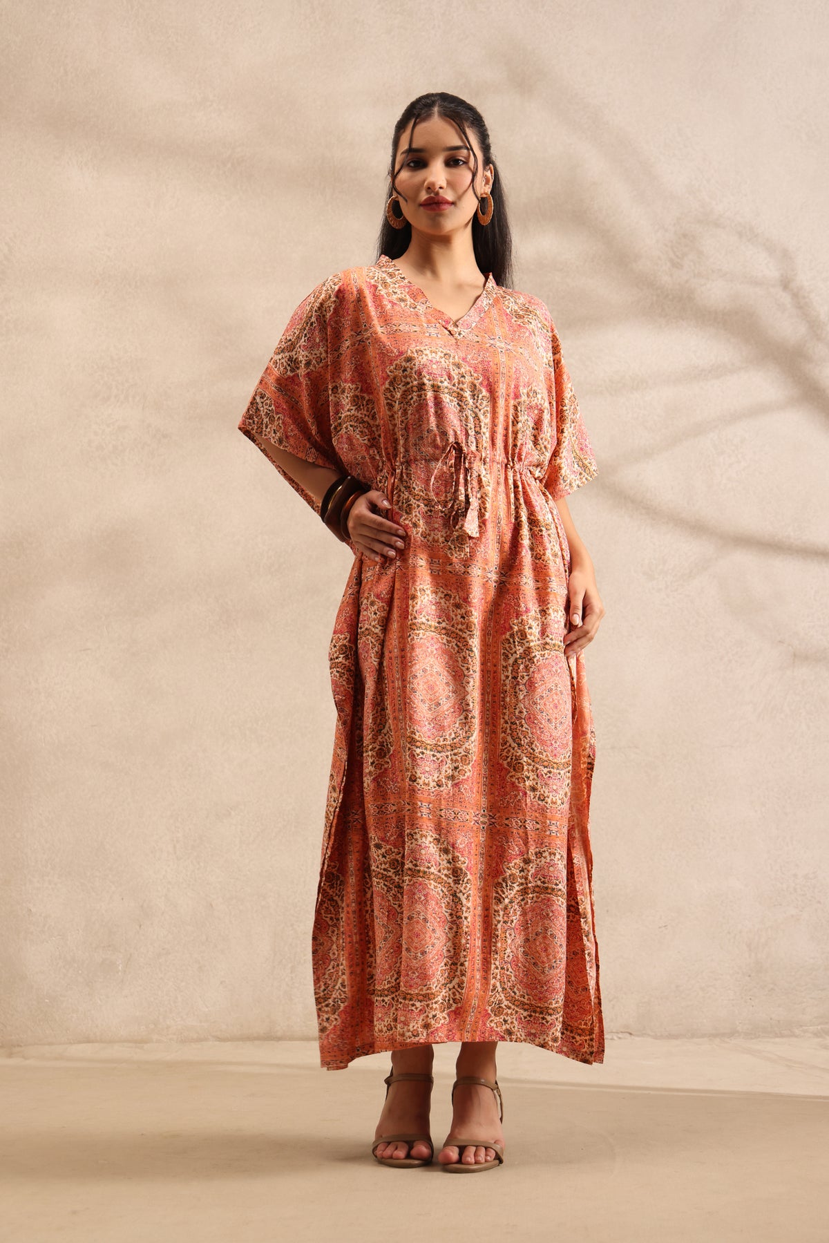 Rust Mosaic Kaftan Maxi Night Dress