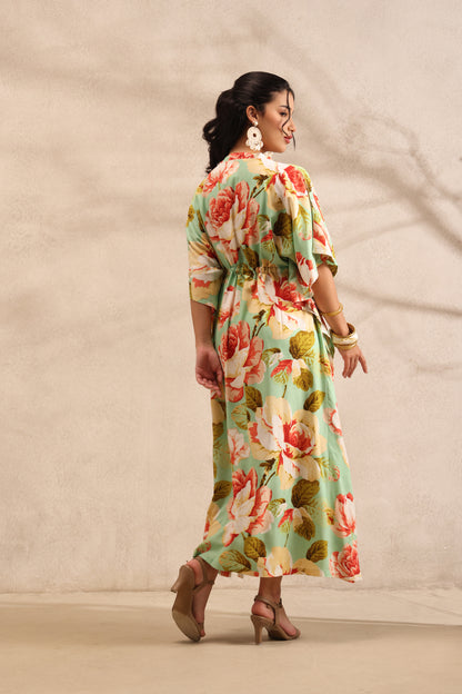 Pastel Bloom Kaftan Maxi Night Dress