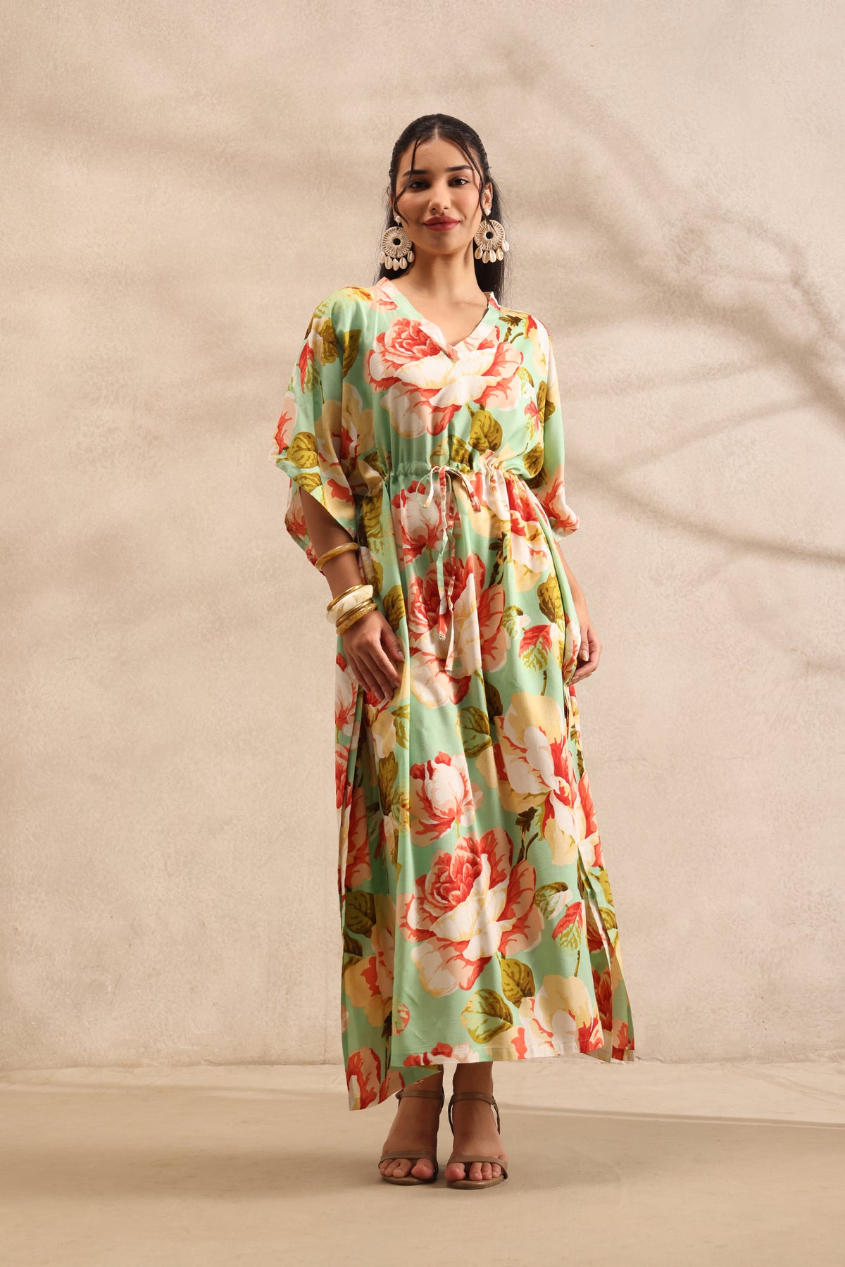 Pastel Bloom Kaftan Maxi Night Dress