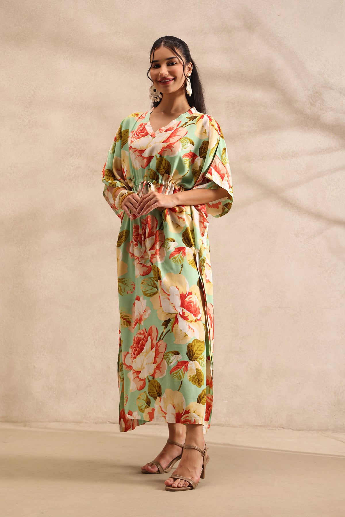 Pastel Bloom Kaftan Maxi Night Dress