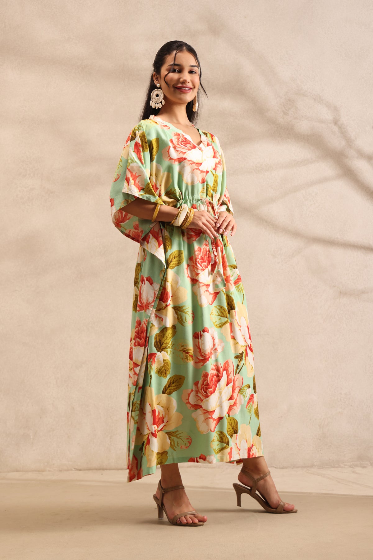 Pastel Bloom Kaftan Maxi Night Dress