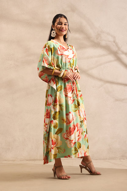 Pastel Bloom Kaftan Maxi Night Dress