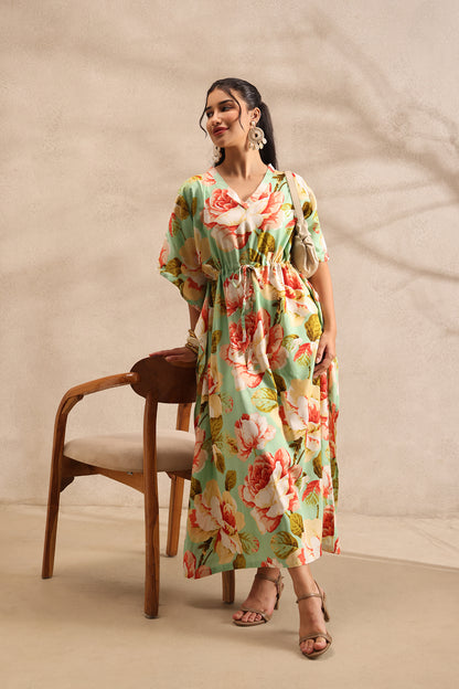 Pastel Bloom Kaftan Maxi Night Dress