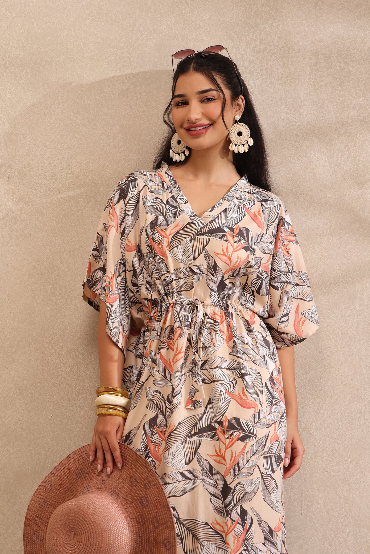 Tropical Kaftan Maxi Night Dress
