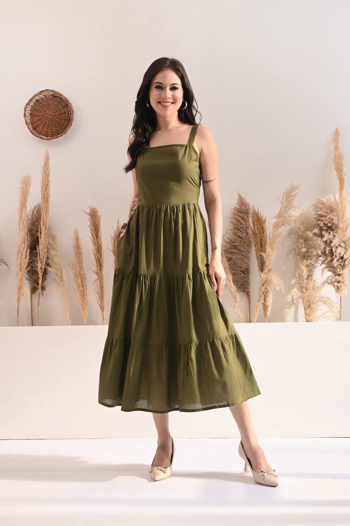 Olive Tiered Dress
