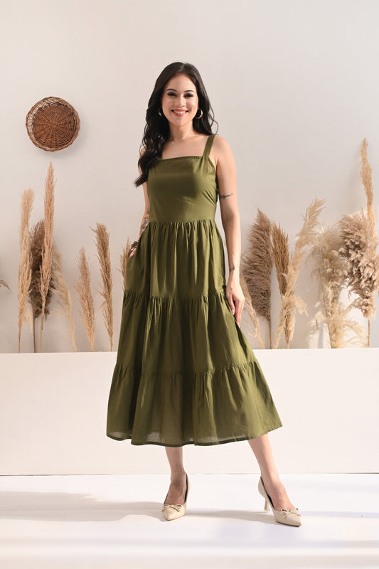 Olive Tiered Dress