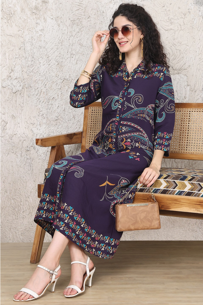 Lilac A-Line Midi Dress