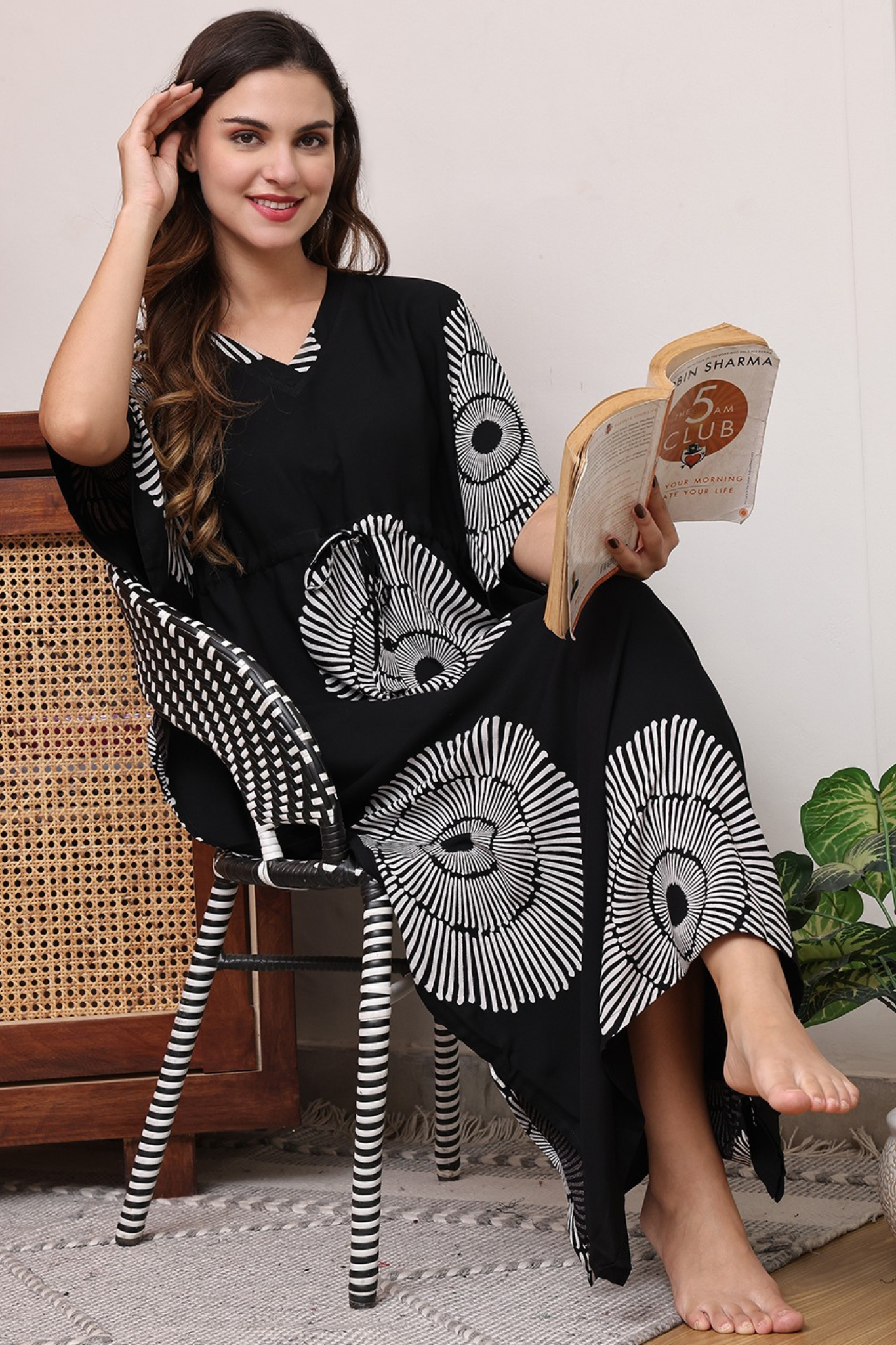 Cosmic Bloom Kaftan Maxi Night Dress