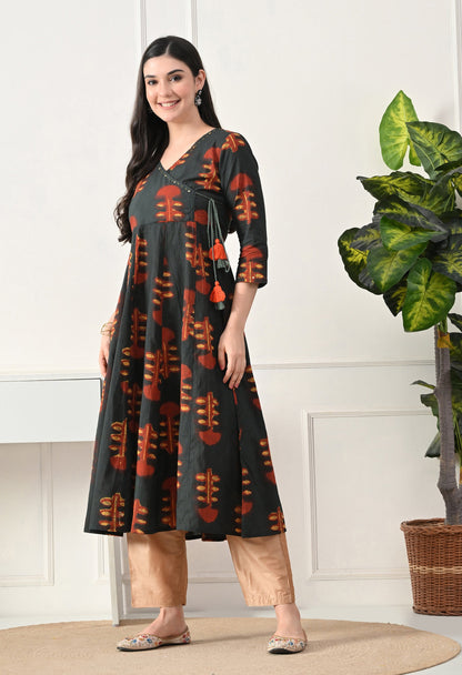 Earthen Angrakha Anarkali Pant Set