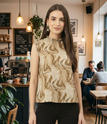 Marble Turtleneck Top