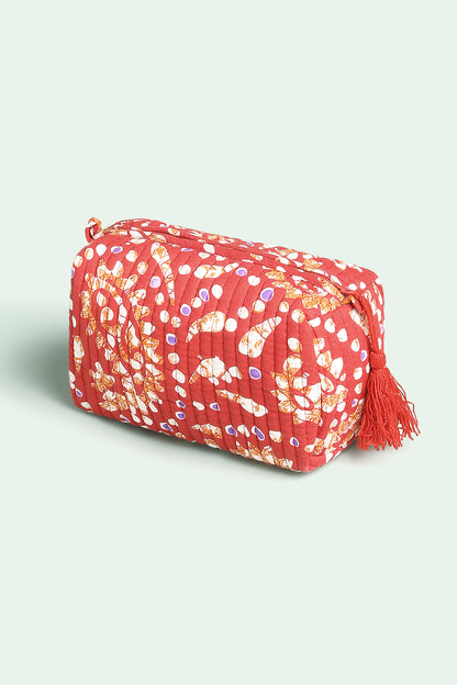 Coral Confetti Quilted Pouches (Set of 3)