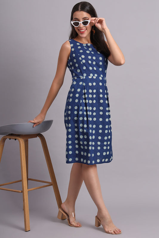Indigo Polka Shift Dress