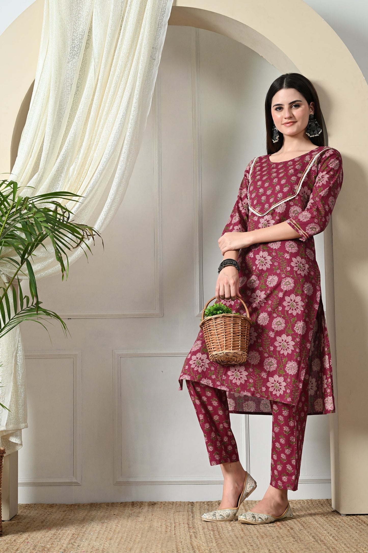 Burgundy Kurta Pant set