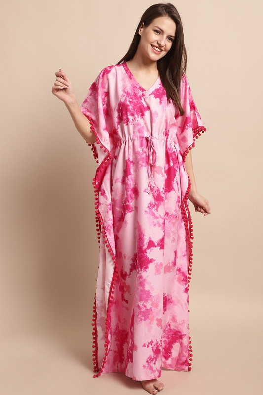 Pink Cloud Kaftan Maxi Night Dress