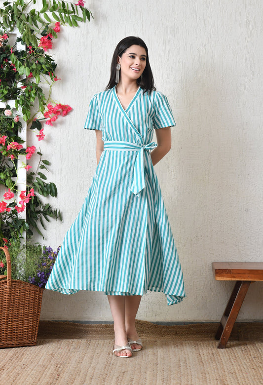 Stripes Love Wrap Dress