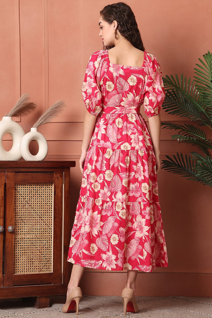 Pinky Floral Ethnic Dress