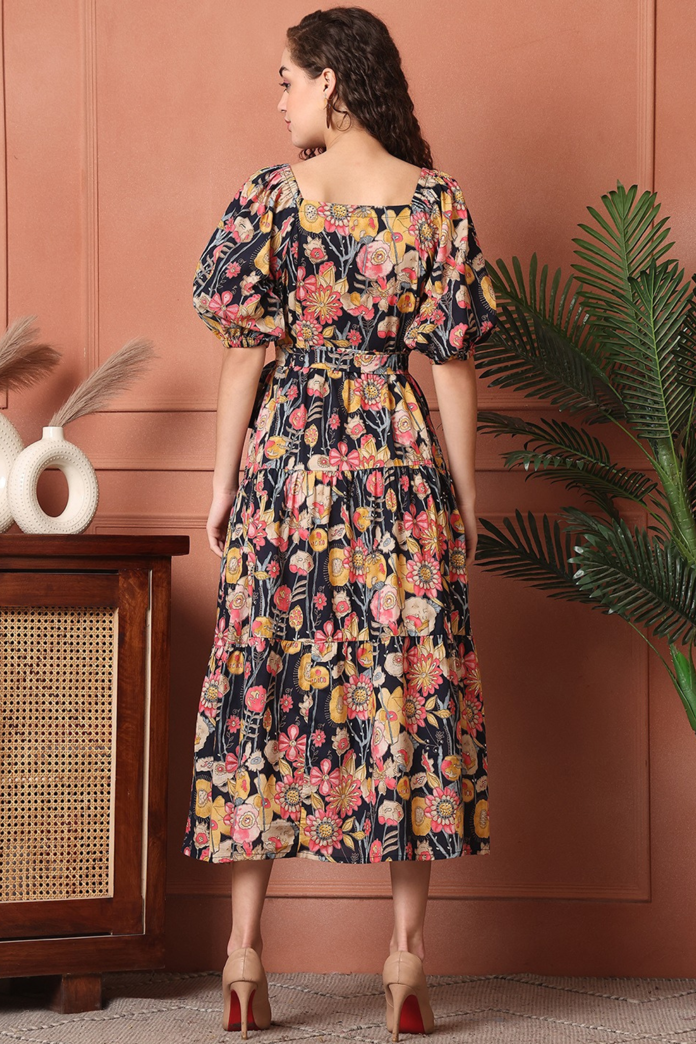 Vintage Blossom Midi Dress