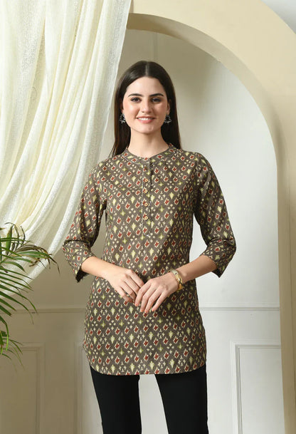 Mandarin Collar Printed Kurta