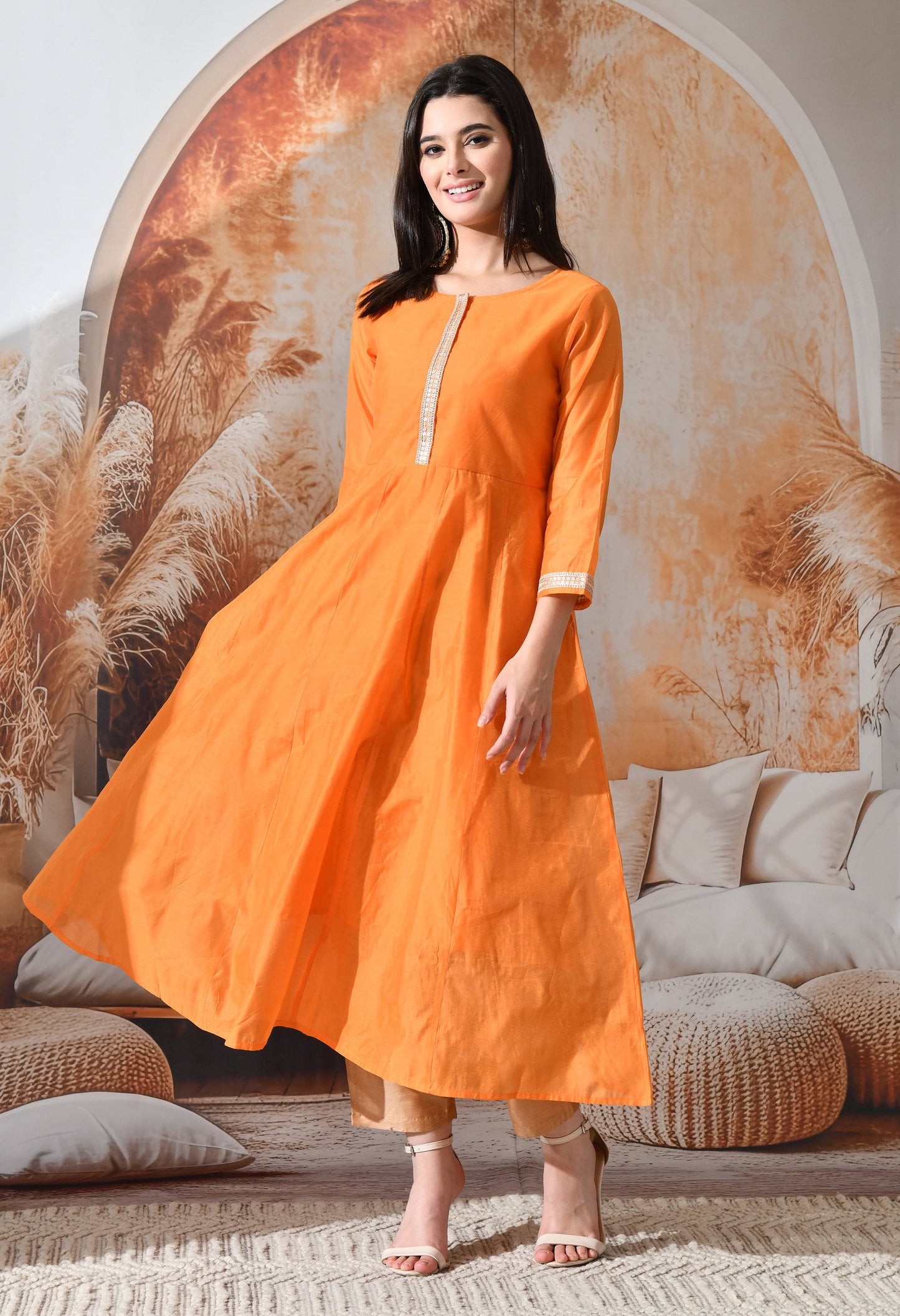 Golden Radiance Anarkali Pant Set