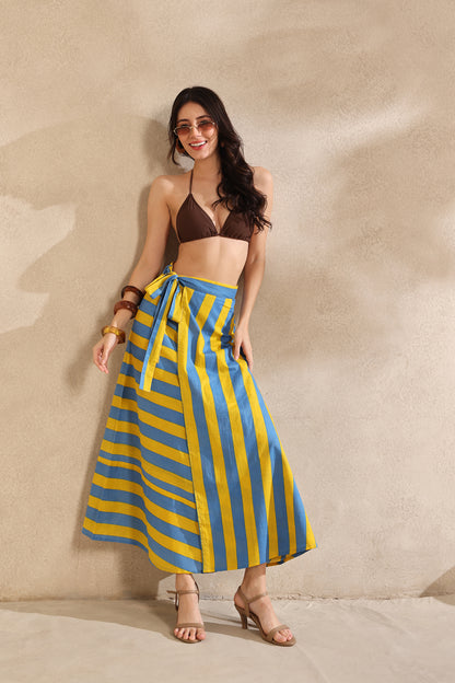 Sunshine Stripes Wrap Skirt