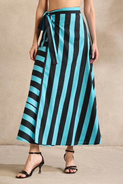 Aqua Noir Wrap Skirt