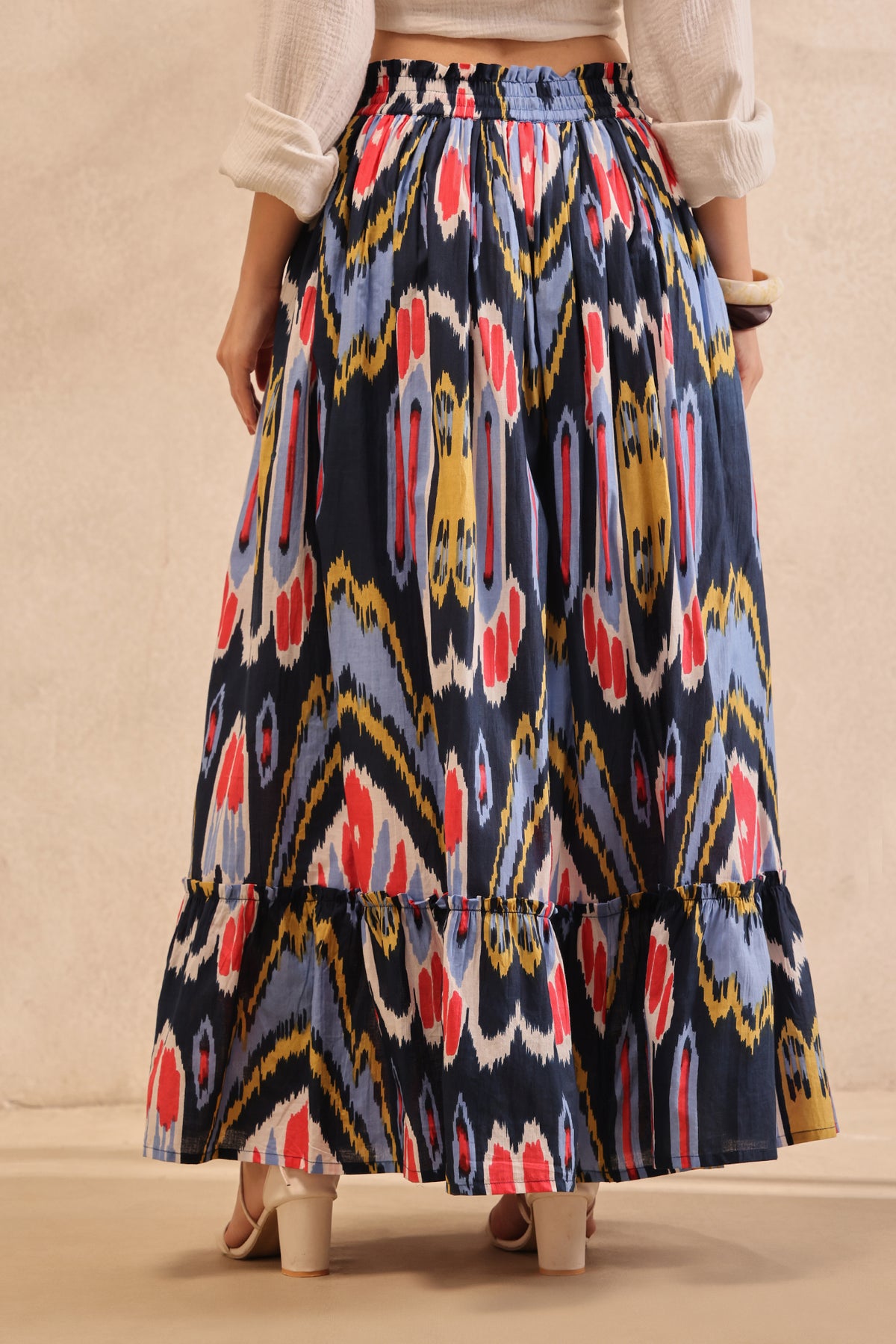 Mosaic Ikat Tiered Maxi Skirt