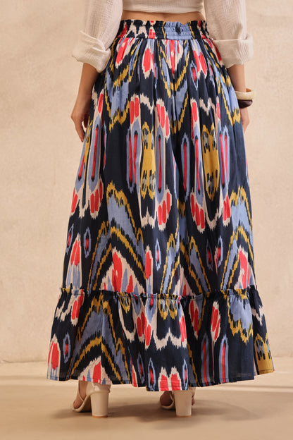 Mosaic Ikat Tiered Maxi Skirt