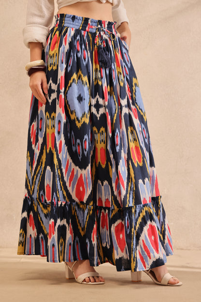 Mosaic Ikat Tiered Maxi Skirt