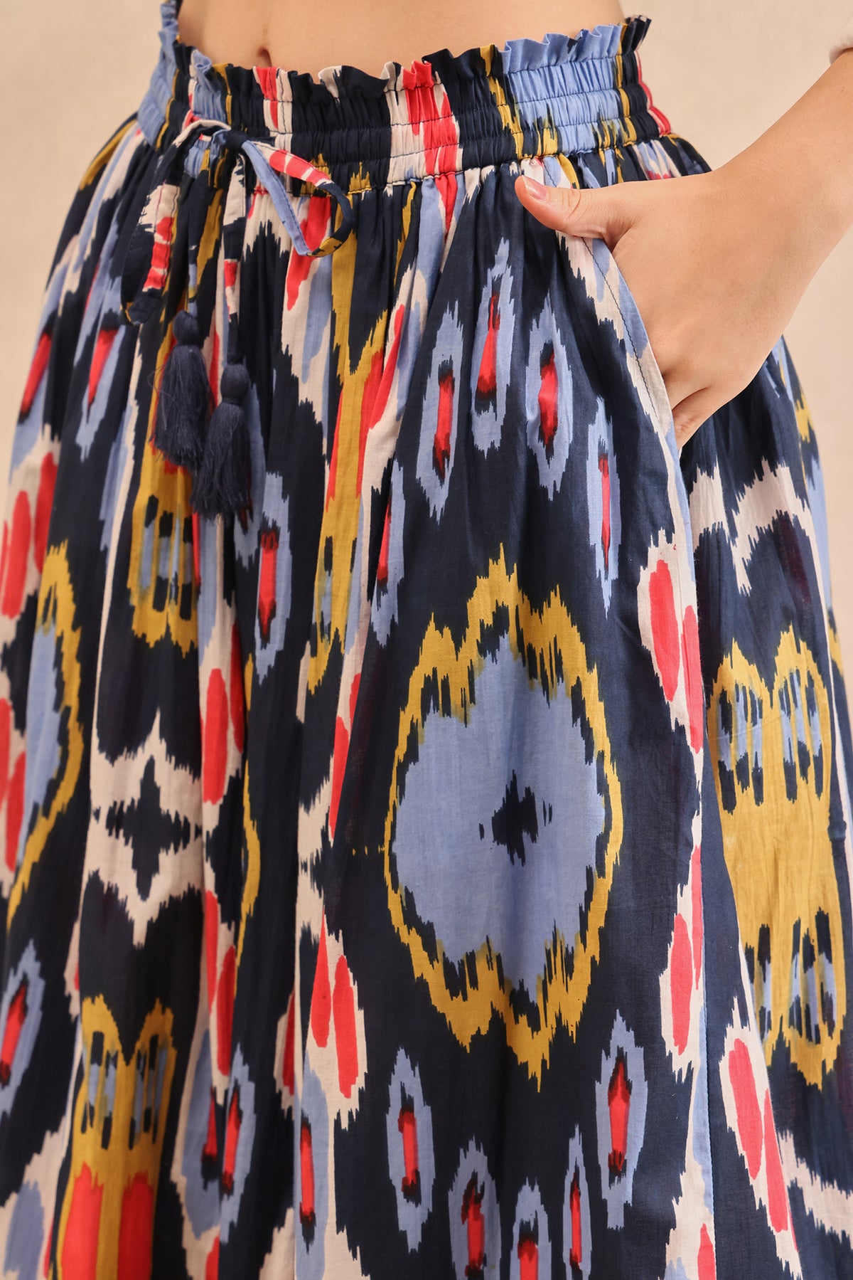 Mosaic Ikat Tiered Maxi Skirt