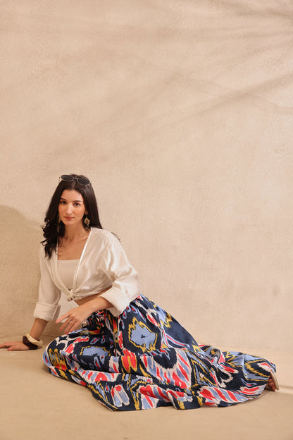 Mosaic Ikat Tiered Maxi Skirt