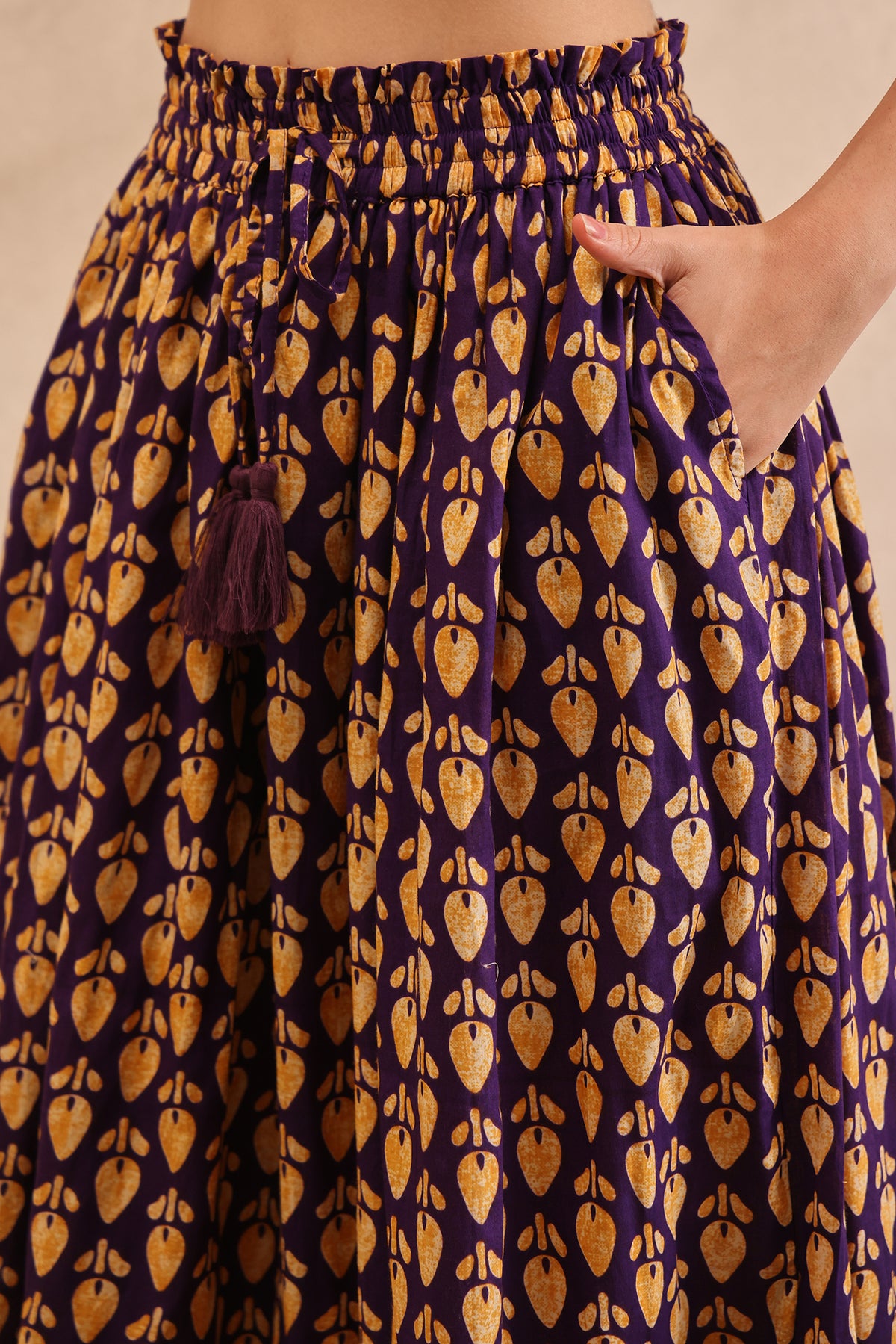 Royal Violet Motif Maxi Skirt