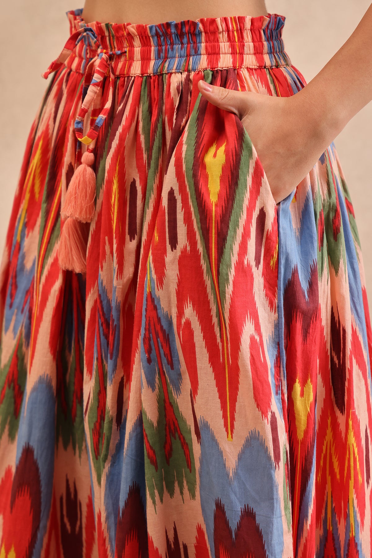 Sunset Ikat Tiered Maxi Skirt