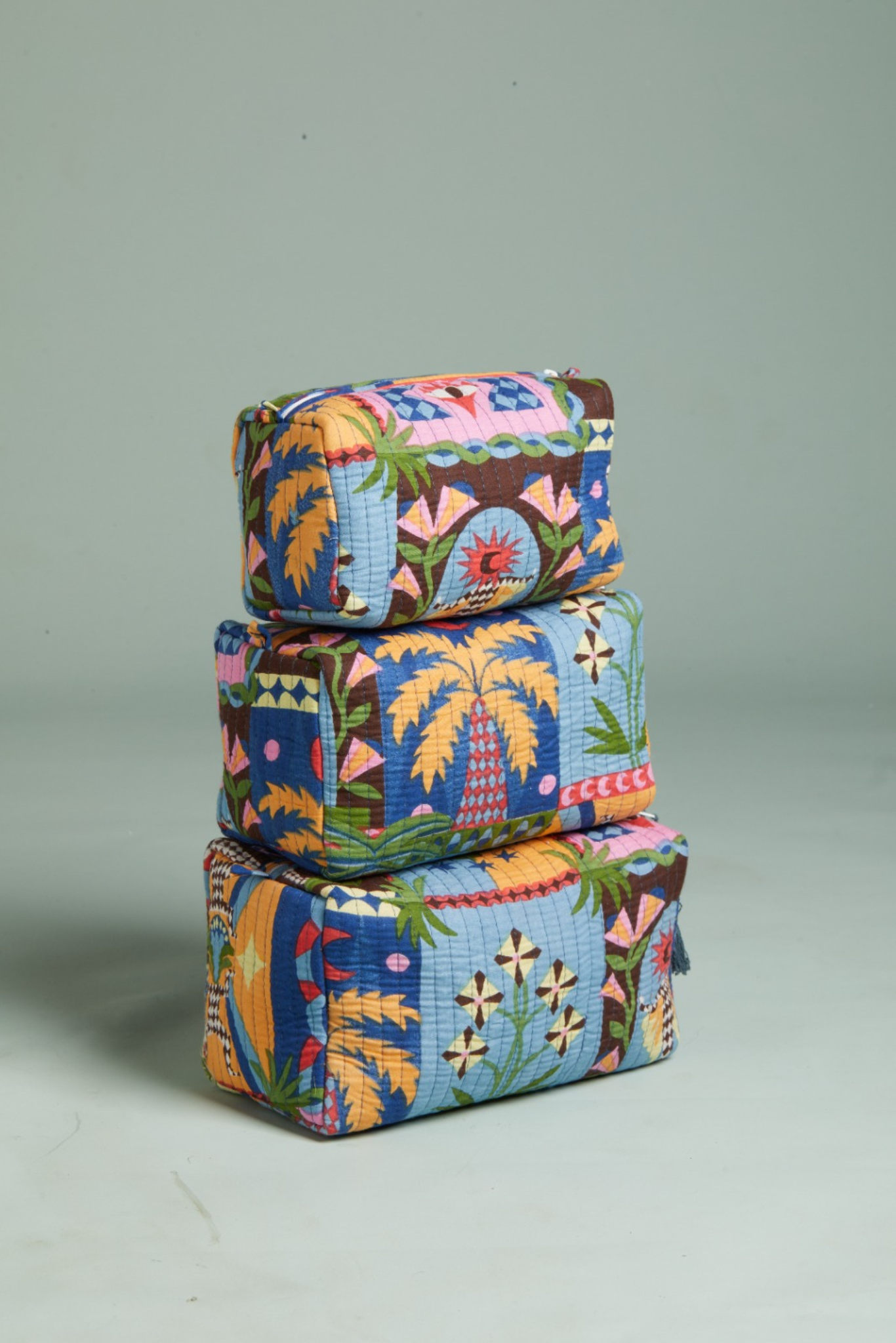 Island Carnival Quilted Pouches (Set of 3)