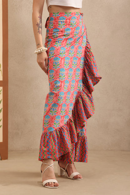 Coral Bloom Wrap Skirt