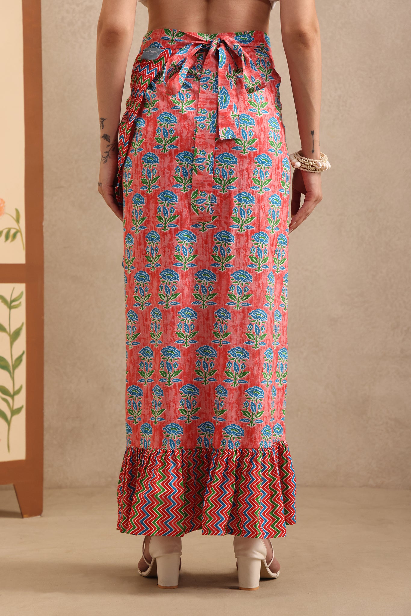 Coral Bloom Wrap Skirt