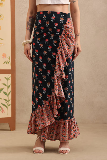 Midnight Blossom Wrap Skirt