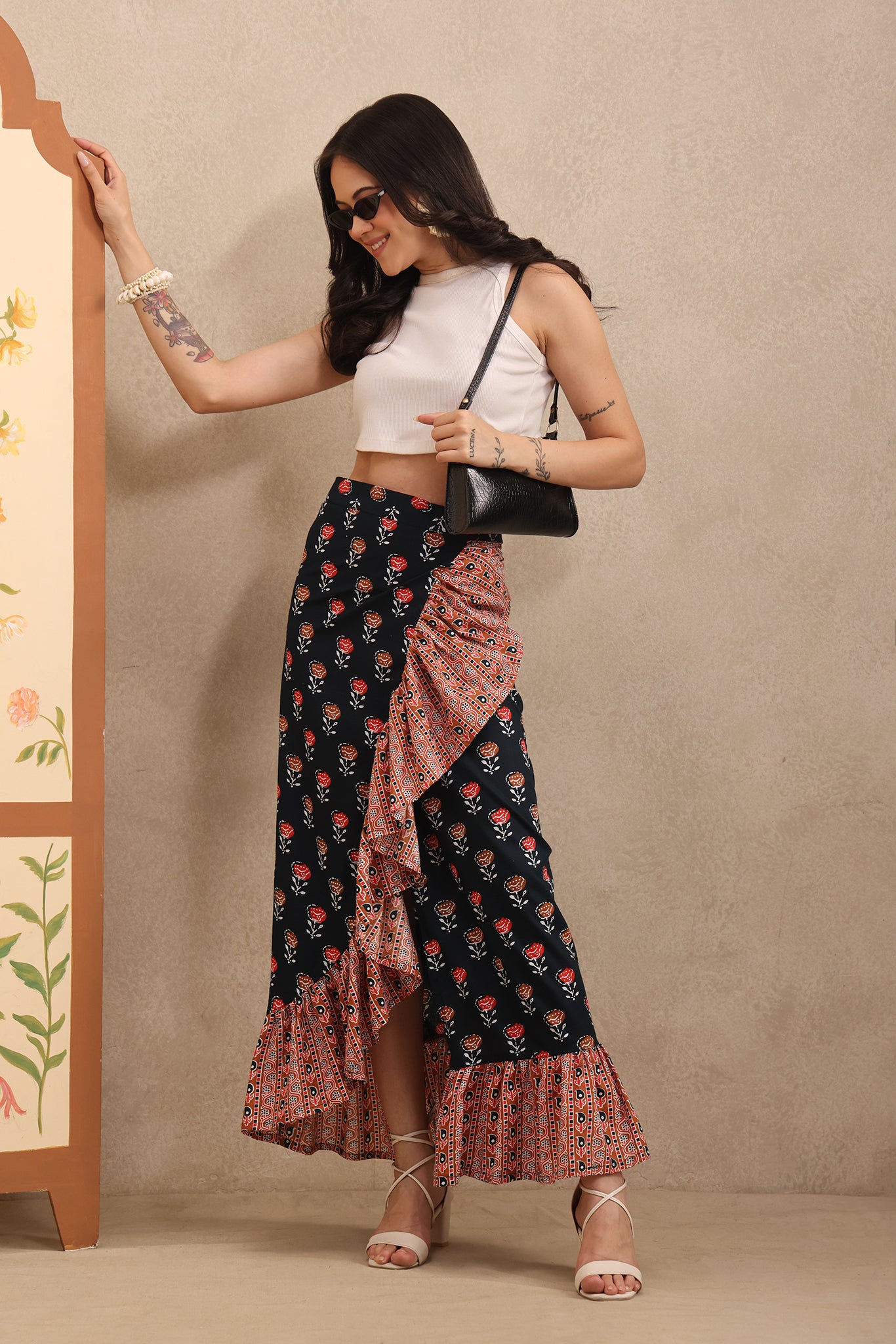Midnight Blossom Wrap Skirt